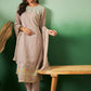 Light Brown Georgette Handwork Unstitched Dress Material - Hanika | Swadesiicart