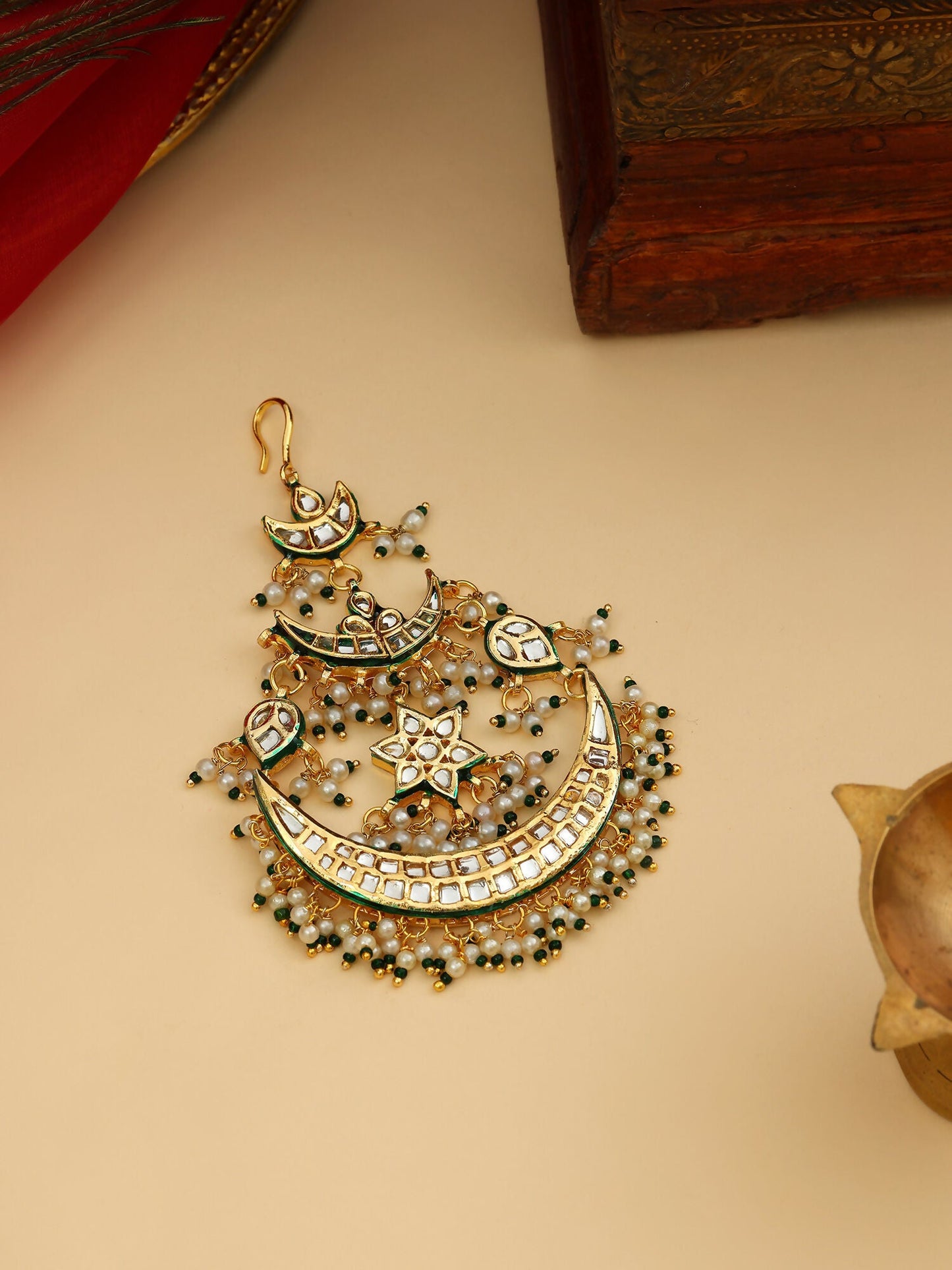 Ruby Raang 22k Gold Polished Kundan Passa | Swadesiicart
