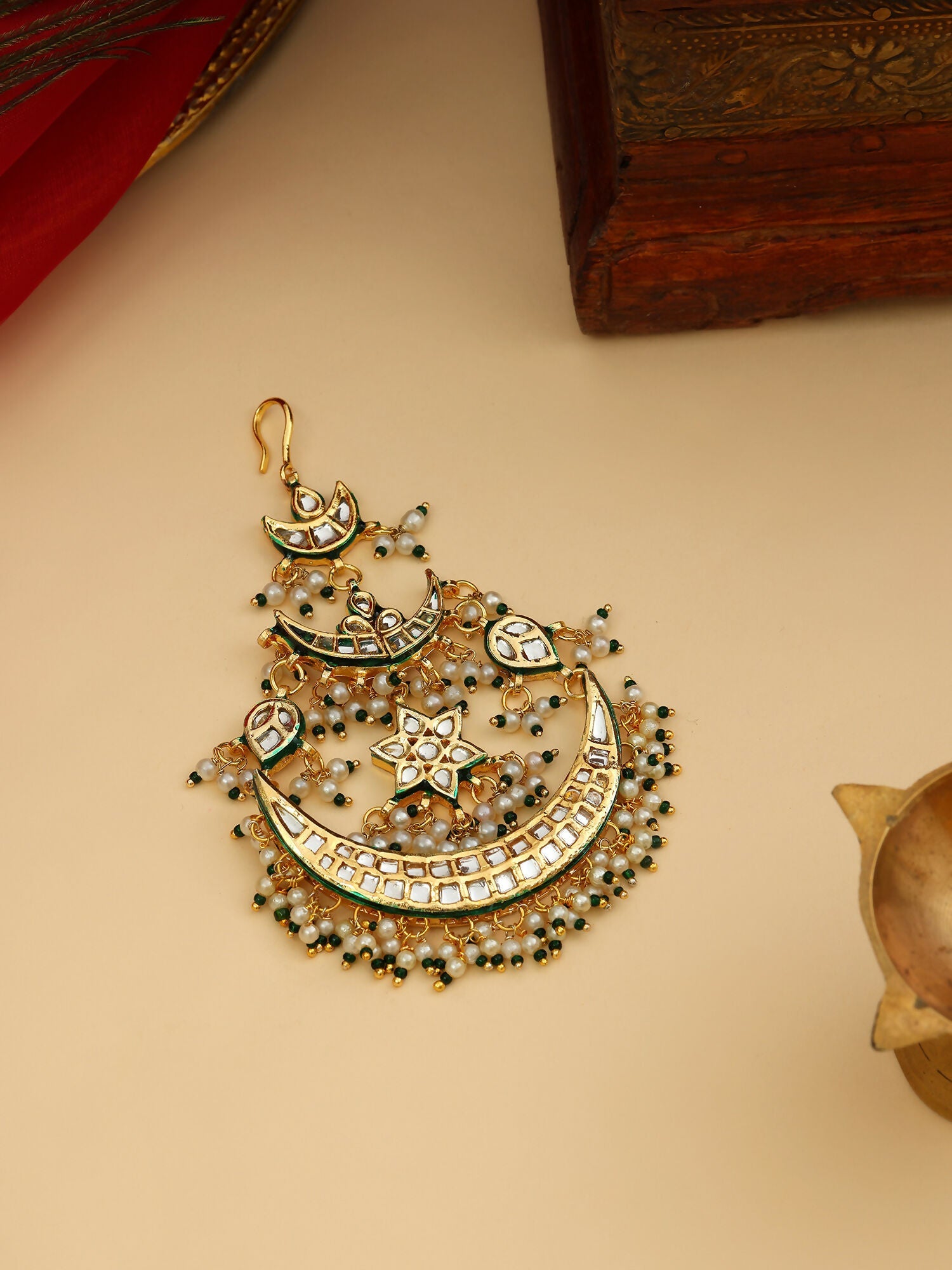 Ruby Raang 22k Gold Polished Kundan Passa | Swadesiicart