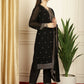 Jyoti Fashion Women's Black Georgette Resham Thread & Sequin Kurta with Trouser & Dupatta | Swadesiicart
