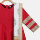 Ahalyaa Red Poly Silk Anarkali Kids Kurta With Dupatta Set For Girls | Swadesiicart