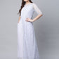 Ahalyaa Womens Blue Crepe & Net Silver Glitter Print Jumpsuit - Swadesiicart