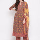 NOZ2TOZ Women Yellow, Grey Kurta With Palazzo & Dupatta (3pcs Set) - Noz2Toz