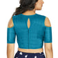 Aastha Fashion Women's Firozi Art Silk Cold Shoulder Sleeve Readymade Blouse