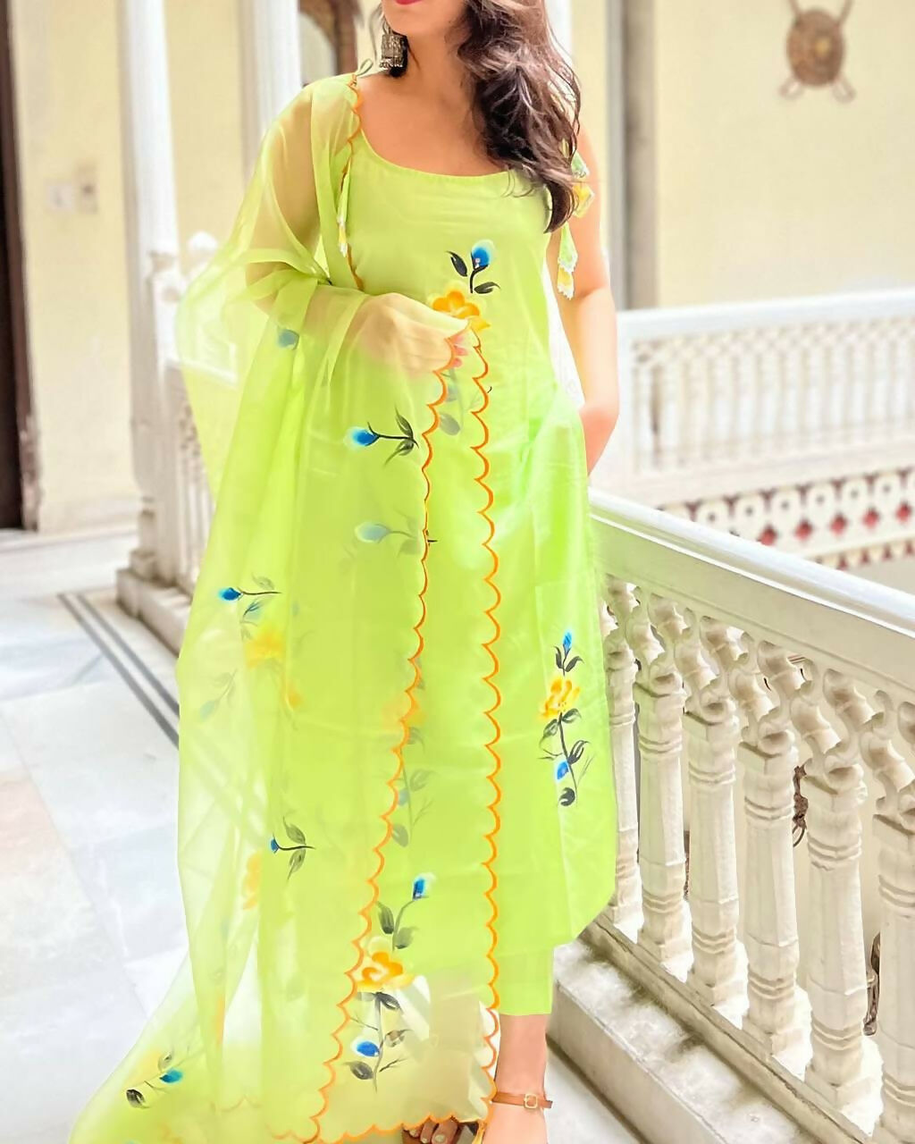 The52 Lemons Women's Gorgeous Printed Viscose Fabric Straight Kurta Pant with Dupatta Set - Swadesiicart