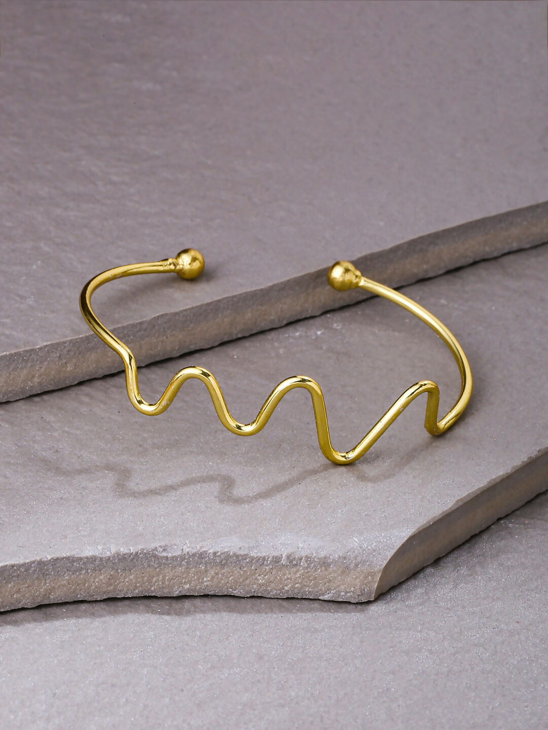 NVR Women Gold-Polished Adjustable Kada Bracelet - Swadesiicart