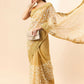 Beige Organza Floral Embroidered Saree with Unstitched Blouse Piece - Roozal