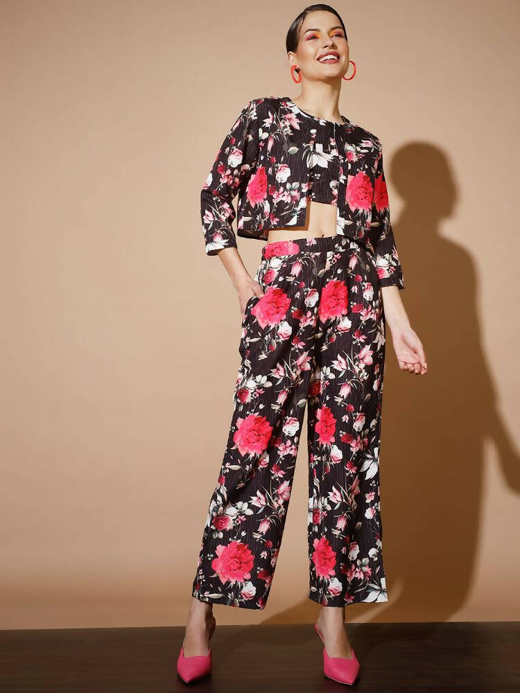 Myshka Women Black Printed Co-Ords - Swadesiicart