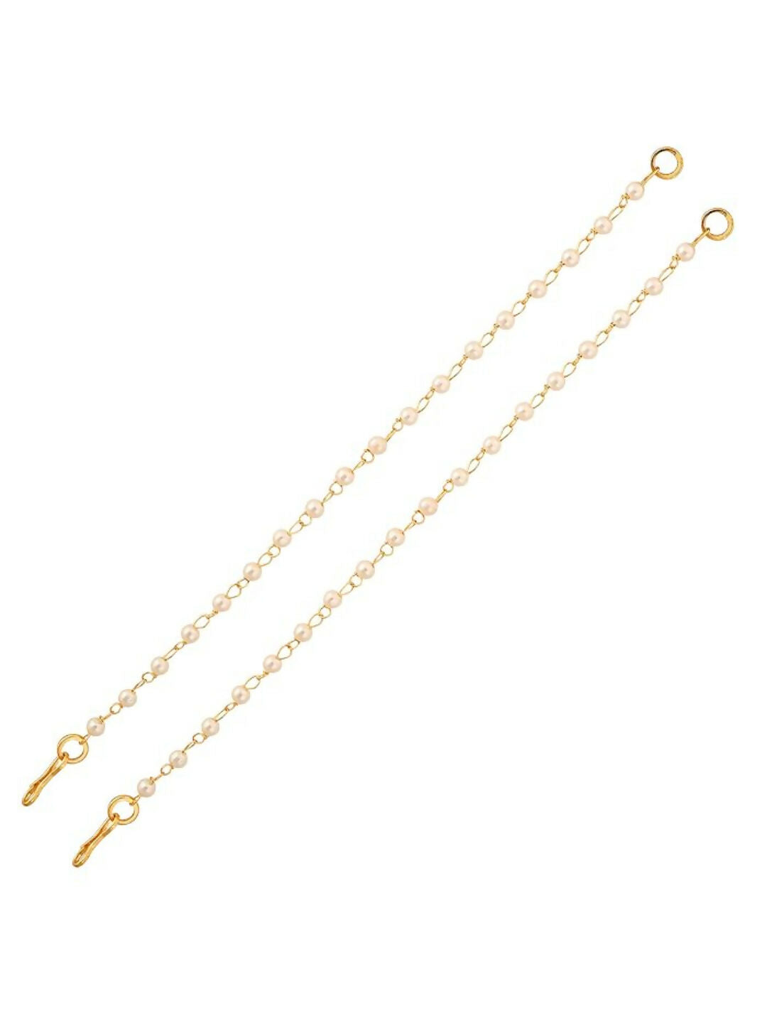 NVR Pearl Studded Classic Gold-Polished 1 Line Ear Chain Ear Cuff | Swadesiicart
