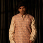 Brown Viscose Designer Printed Men's Kurta Set with Koti - Mahotsav