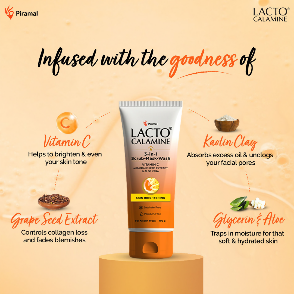 Lacto Calamine 3 - In - 1 Vitamin C Face Scrub - Mask - Wash - Swadesiicart