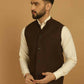 Even Apparels Pure Wool Nehru Jacket - Brown | Swadesiicart