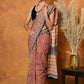 Very Much Indian Handblock Printed Cotton Saree With Natural Dyes - Orange | Swadesiicart