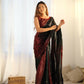 Black Georgette Designer Sequence Embroidery Work Saree - Radhe