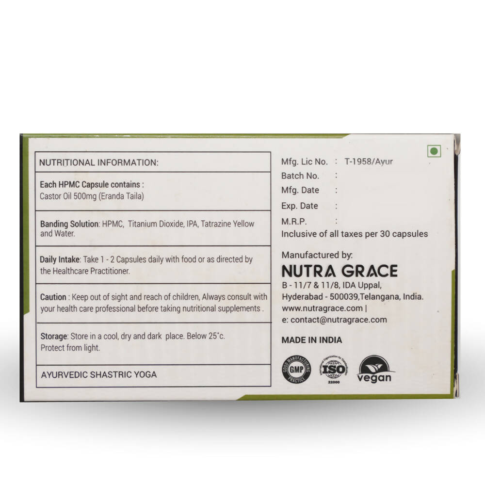 Nutra Grace Castor Oil 500mg Capsules - Swadesiicart