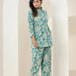Kaajh Women's Turqouise Gold Print Cotton Co-ord Set - Swadesiicart