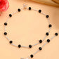 VOJ Set of 2 Silver Plated With Black Beads Anklet - Swadesiicart