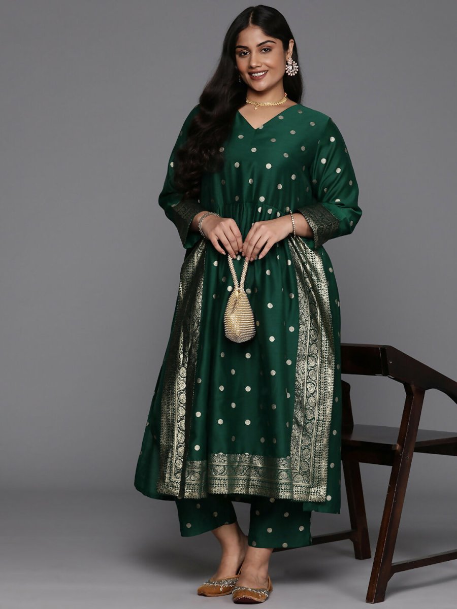 Ahalyaa Women's Traditional wear Kurta Set - Green | Swadesiicart