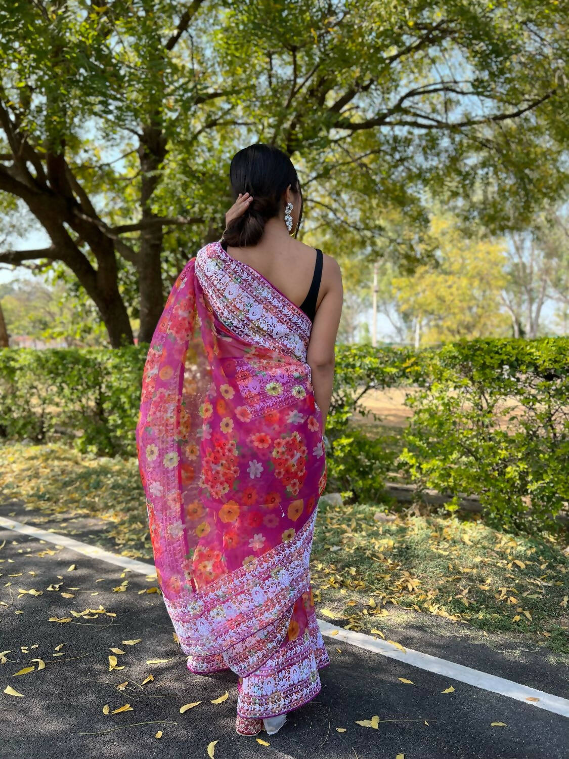 Vamsee Pink Organza Saree - Swadesiicart