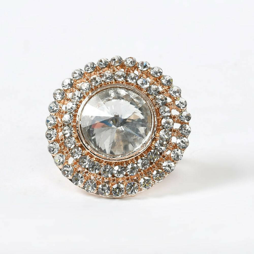 Mominos Fashion Joharkamal Gold-Polished Stone Studded Adjustable Finger Ring - Design 06 - Swadesiicart