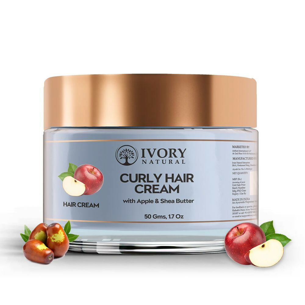 Ivory Natural Curly Hair Cream - Bouncy, Shiny, Humidity-Resistant Curls Hair | Swadesiicart