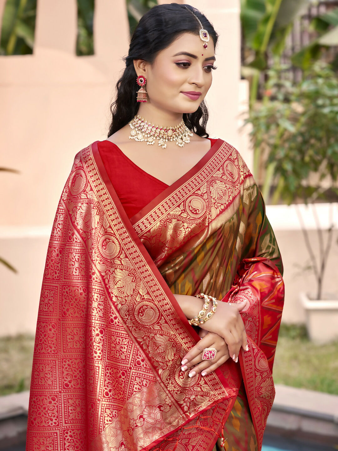 Shree Shyam Fashion Mehndi Pochampally Silk Saree