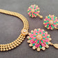 Multicolor Cz Bridal Long Necklace Set