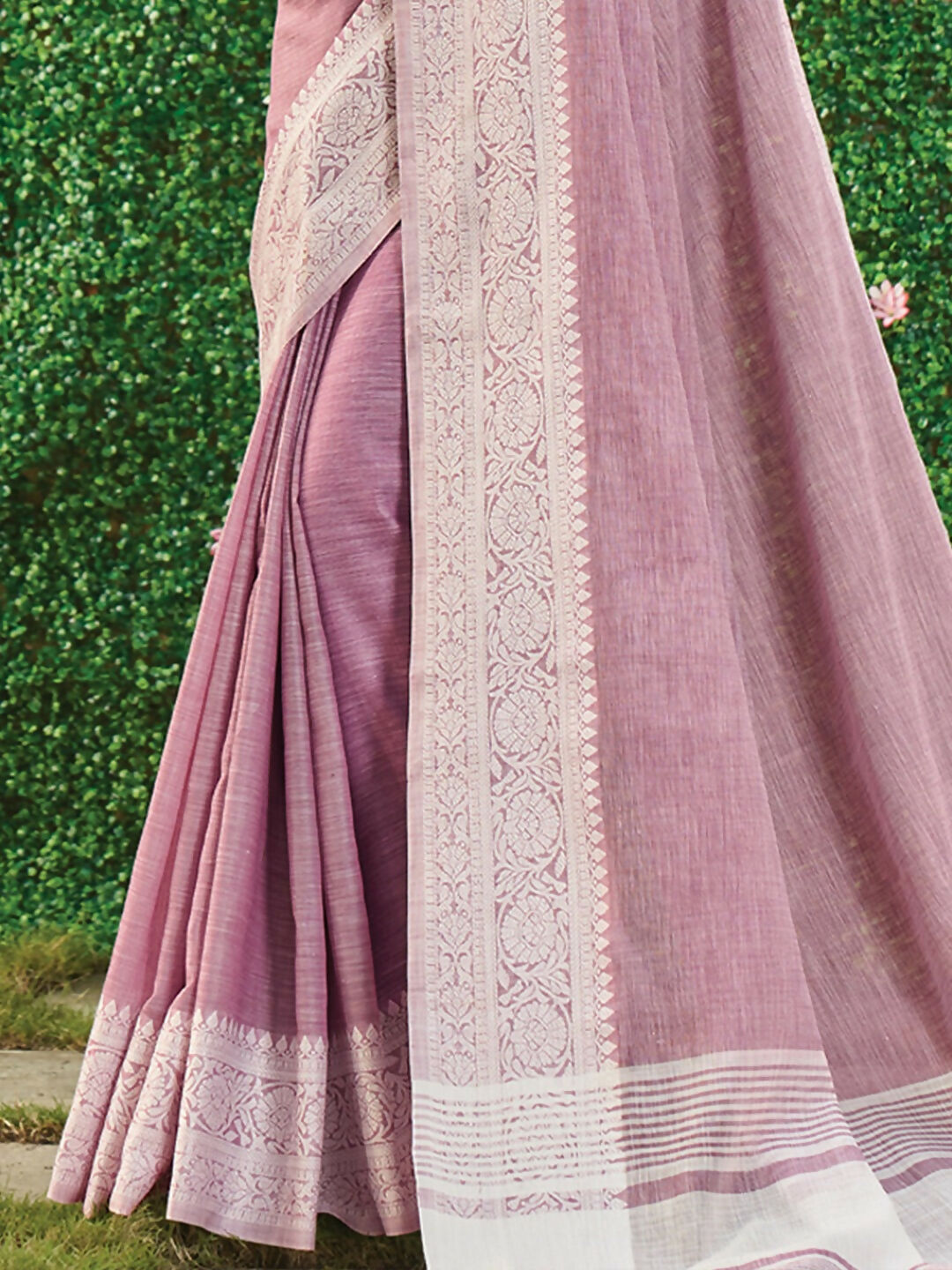 Shree Shyam Fashion Onion Pink Linen Saree