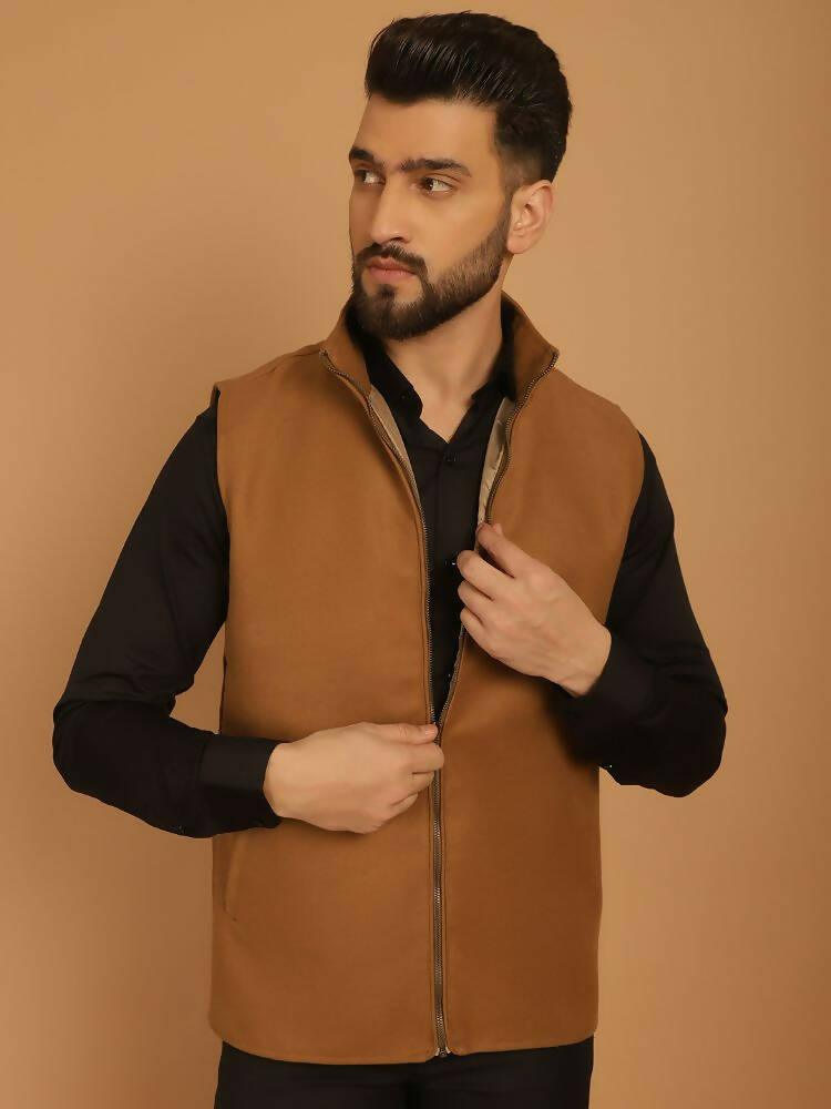 Even Apparels Pure Wool Nehru Jacket - Beige | Swadesiicart