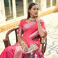 Vishnu Weaves Women's Rani Pink Cotton Silk Zari Woven Butta Work Saree with Blouse - Swadesiicart