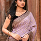 Joban Fashion Nude Pink Crepe Chiffon Pure Handloom Banarasi Silk Saree | Swadesiicart