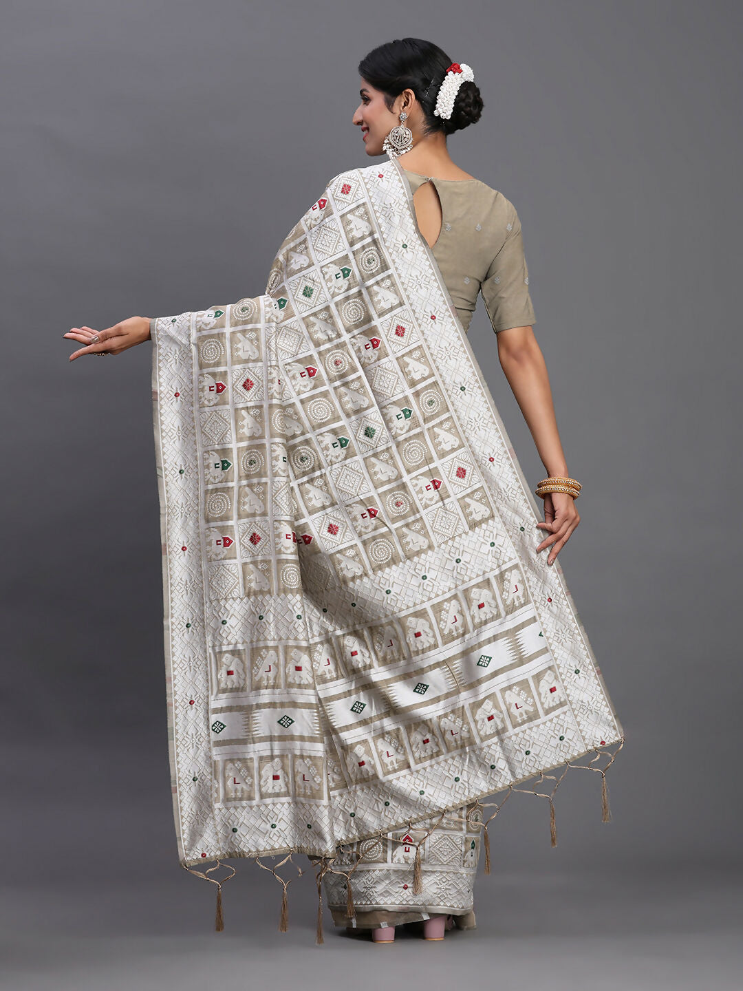 Shree Shyam Fashion Linen Cotton Beige Saree