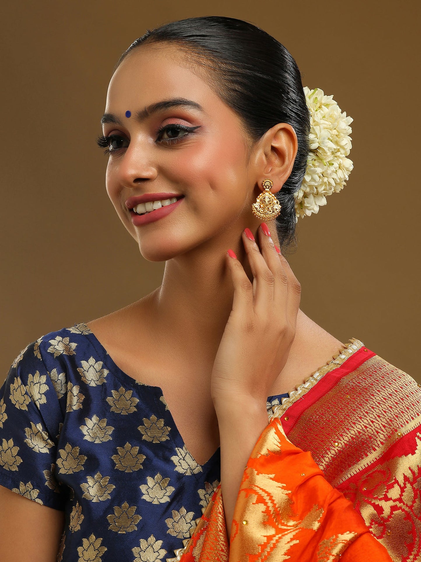 Ruby Raang Traditional Gold Earrings | Swadesiicart