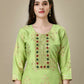 Jyoti Fashion Women's Light Green Rayon Embroidered Kurta Pant Set | Swadesiicart