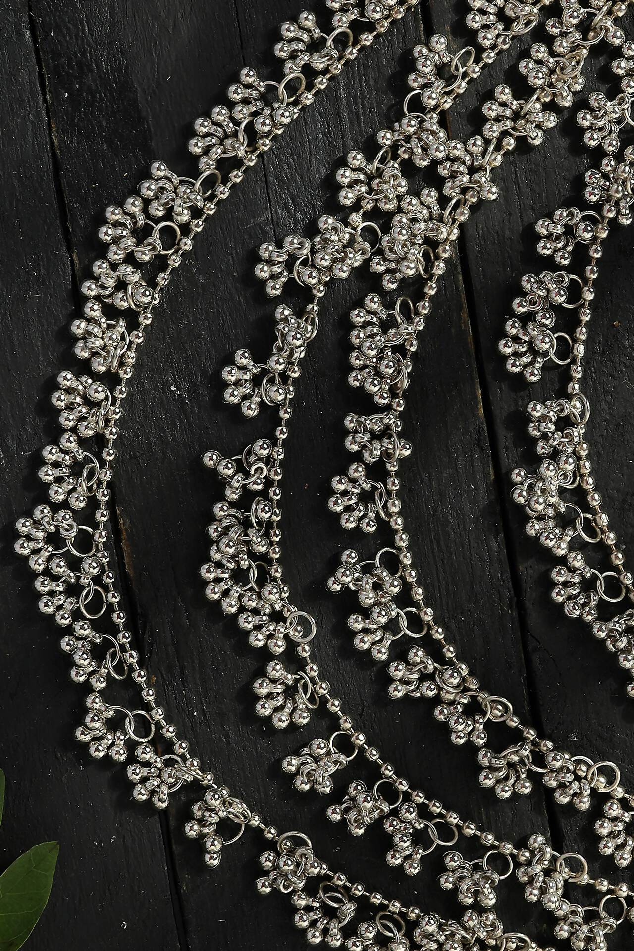 Mominos Fashion Johar Kamal Oxidised Silver-Plated Brass Finish Ghungroo Necklace with Earrings For Women - Swadesiicart