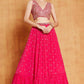 Jyoti Fashion Graceful Rani Pink Sequence with Zari Embroidered Faux Georgette Lehenga Choli with Dupatta | Swadesiicart