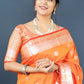 Jyoti Fashion Women's Orange Soft Banarasi Silk Zari Woven Saree with Blouse | Swadesiicart