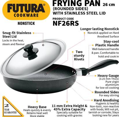 Hawkins Futura Non-stick Frying Pan 26 cm Diameter 1 L (NF26RS) - Swadesiicart