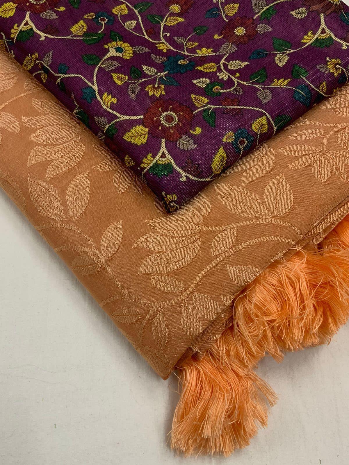 Orange Jute Silk Woven Design Saree with Unstitched Blouse - Hiral Fashion | Swadesiicart