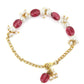 Women's Gold-Toned White Brass Kundan Gold-Polished Link Bracelet - Ruby Raang - Swadesiicart