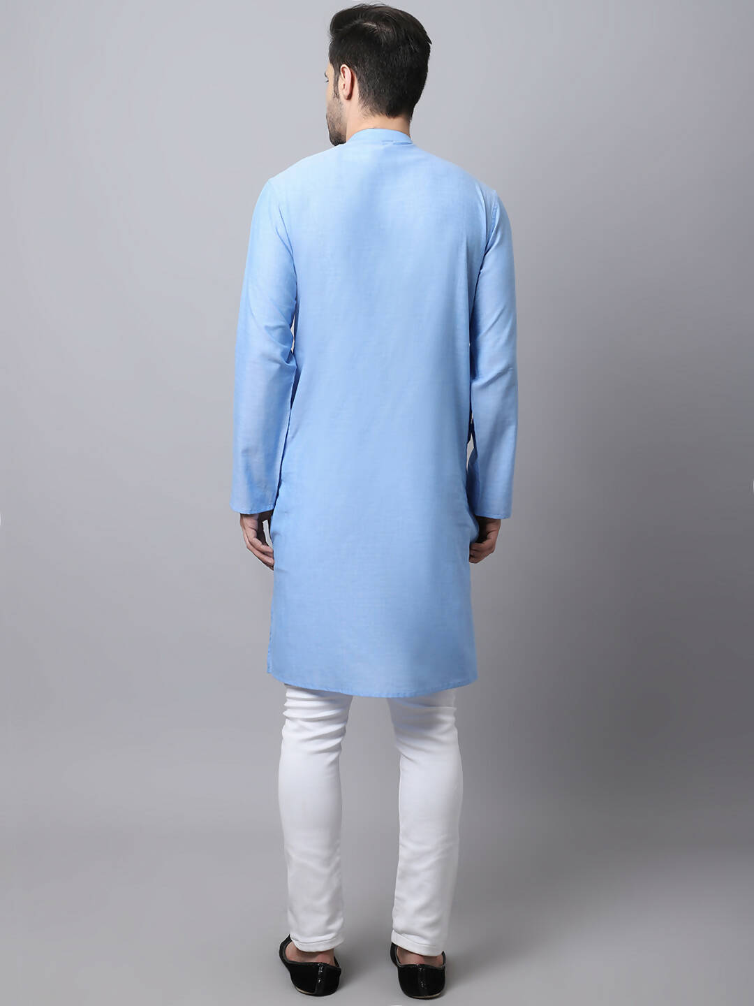 Even Apparels Blue Pure Cotton Men's Kurta With Side Placket (MMS503) | Swadesiicart