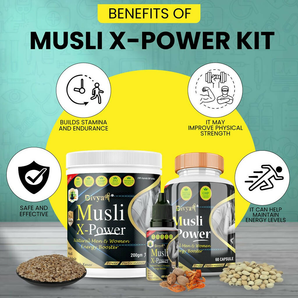 Divya Shree Musli X-Power Cap, Oil and Prash Combo - Swadesiicart