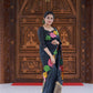 Black Pure Silk Woven Design Saree with Unstitched Blouse - Hiral Fashion | Swadesiicart