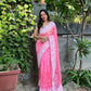 Vamsee Palak Saavi Pink Organza Saree - Swadesiicart