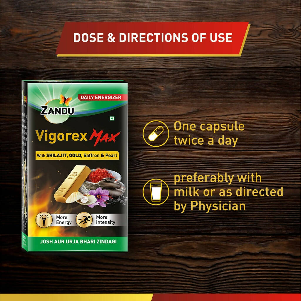 Zandu Vigorex Max Capsules - Swadesiicart