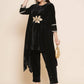 Women Republic Black Velvet Kaftaan Style Kurta With Pants | Swadesiicart