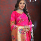 Lorenvalley Fashion Magenta Soft Paithani Silk Woven Design Gold Zari Meenakari Weaving Saree - Swadesiicart