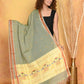 Very Much Indian Handloom Pure Cotton Paithani Dupatta - Green | Swadesiicart
