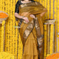 Very Much Indian Rajsi - Handloom Ari Checks Cotton Silk Saree With Golden Border - Yellow | Swadesiicart