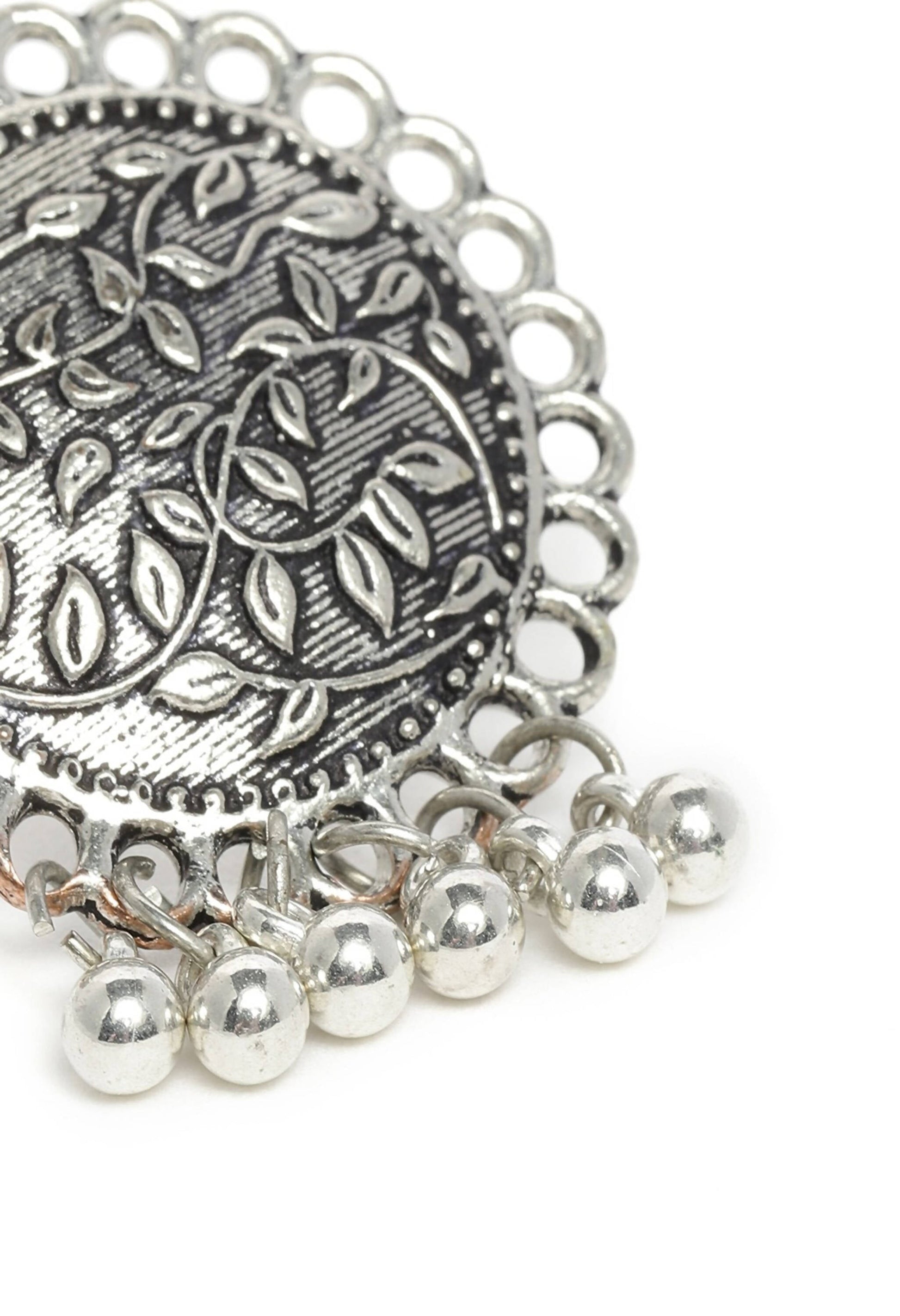 Mominos Fashion Johar Kamal Oxidised Silver Plated Stud Earrings - Swadesiicart
